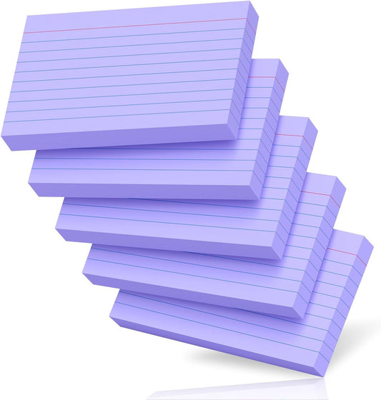 250 Count Index Cards 3x5 Inch Purple Ruled Lined Heavyweight Flash Cards Study Cards with Sturdy Cardstock Durable Flashcards Note Cards for Note Taking, Language Learning, School & Office Supplies