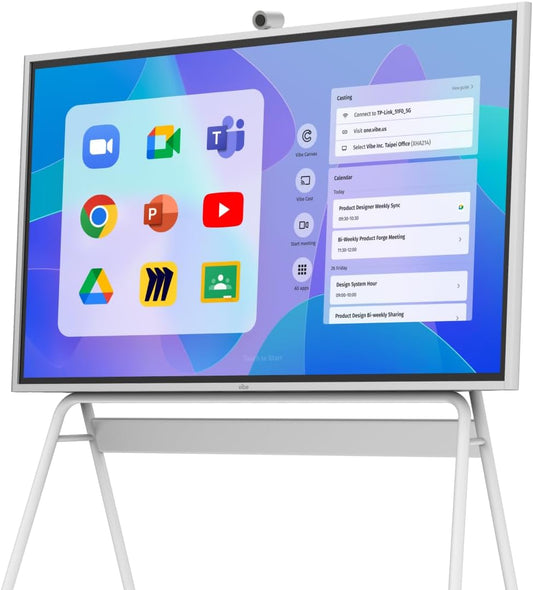 Vibe S1 4K UHD Smart Board, 75 Inch Digital Whiteboard for Office and Classroom, Electronic Presentation Meeting Device for Hybrid Work, Interative Touchscreen Display, Chrome OS and 250+ Free Apps