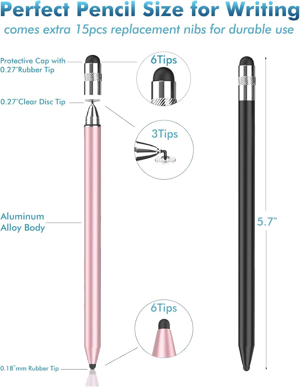 Stylus Pen for Touchscreen, 3-in-1 Rubber Disc Stylus, High Sensitivity and Precision, Universal Stylus Pen Compatible for Ipad,iPhone Android Kindle All Capacitive Tablets