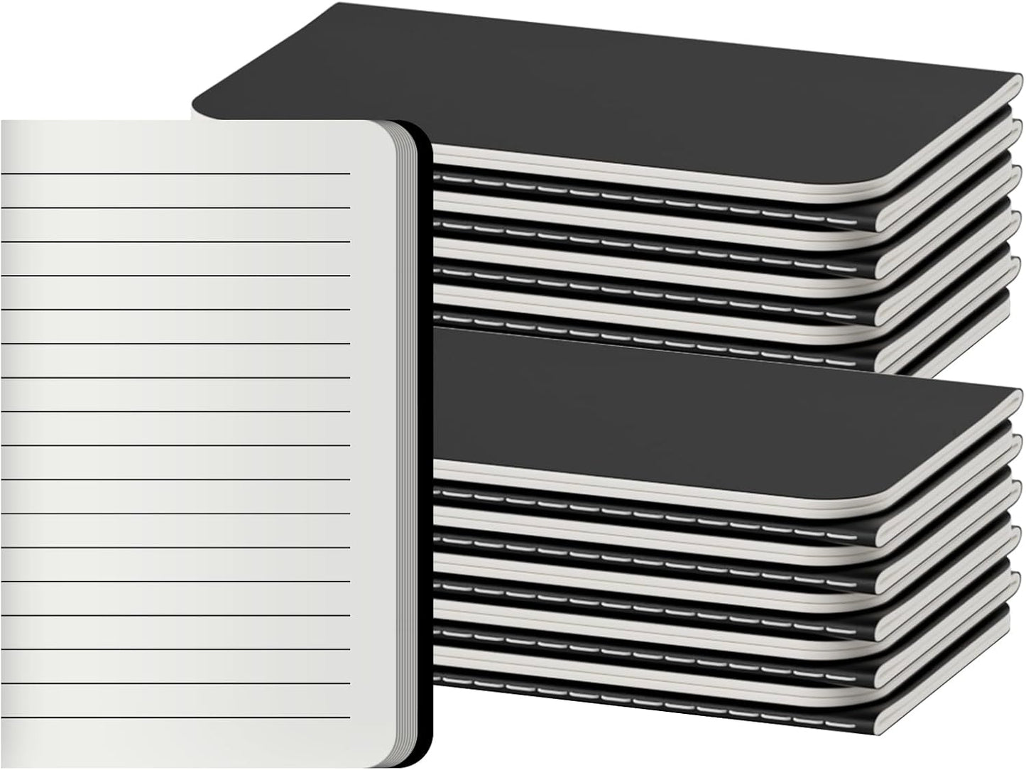 Lined Pocket Notebooks, 20 Pack Small Notebook Bulk, 3.5x5.5 inch, A6 Size Thick 80GSM College Ruled Paper, Black Cover Mini Journal for Men, Women, Journaling & Business Notes