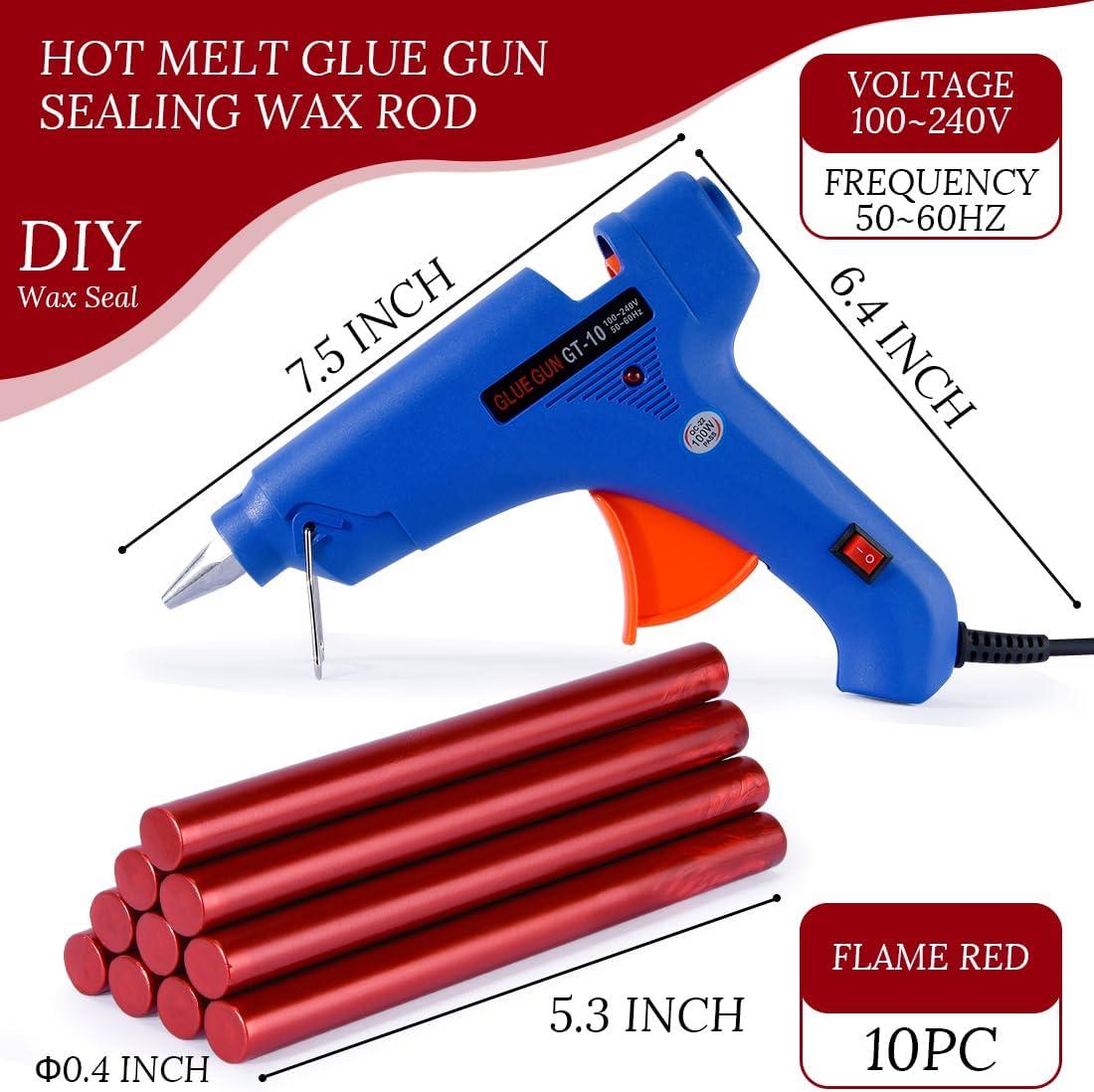 Wax Seal Kit with Sealing Wax Gun & 10pcs Blood Red Wax Sticks – for Wedding Invitations, Envelopes, Gift Wrapping, Letters, DIY Crafts Sealing Decor