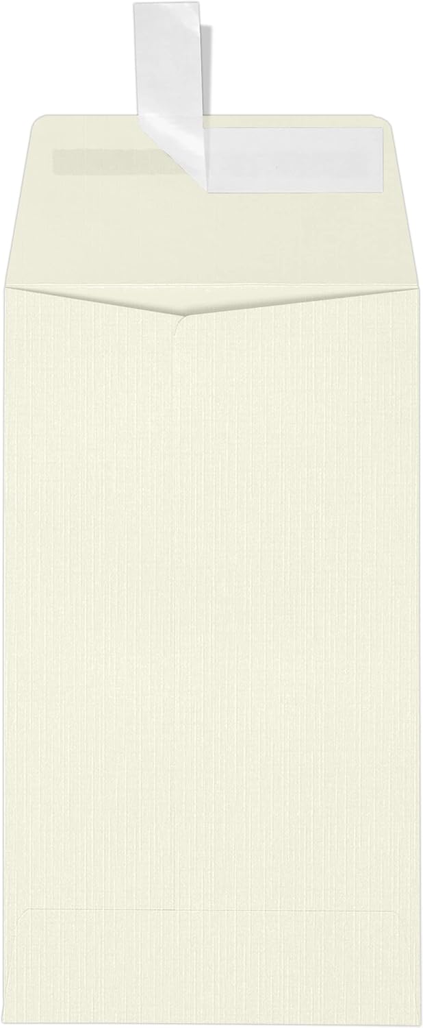 LUXPaper #5 1/2 Coin Envelopes | Peel & Press | 3 1/8" x 5 1/2" | Natural Linen | 80lb. Text | 1,000 Qty