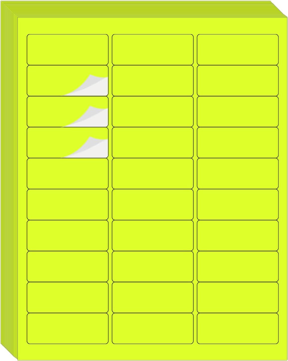 1" x 2-5/8" Address Labels 600 Sticker Paper for Laser/Inkjet Printer mailing Labels 8.5"×11" Fluorescent Yellow 30 per Sheet