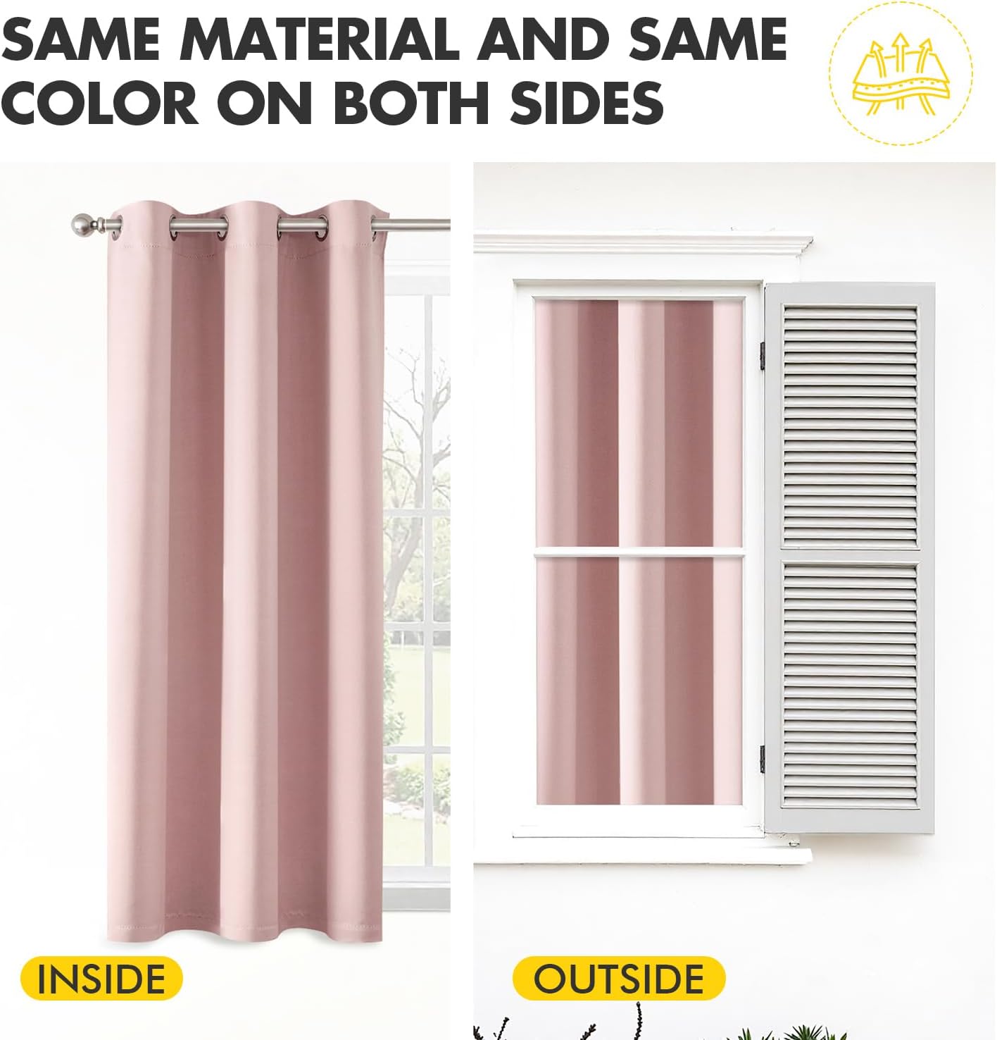 MIULEE Short Curtains for Windows - Baby Pink Blackout Half Window Curtains Thermal Insulated Privacy Drapes for Kitchen Bedroom Bathroom Grommet Top Small Basement Tiers W40 x L36 Inch 2 Panels