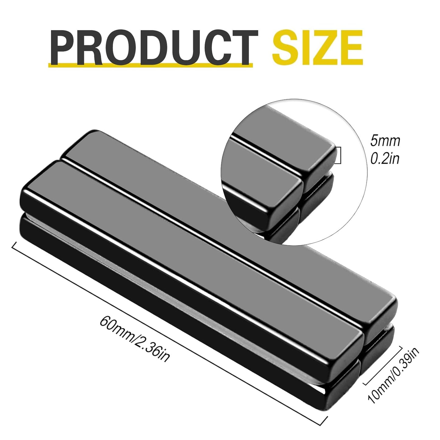 LOVIMAG Strong Neodymium Bar Magnets - Waterproof Rare Earth Magnets with Epoxy Coating and Double Sided Adhesive for Fridge, Tool Room, Locker, Kitchen - Pack of 12