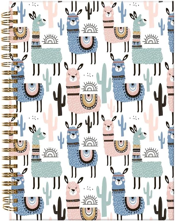 Spiral Journal Notebook,A5 Hardcover Lined Journals for Women Girl 6 x 8.3 in,120 Pages Thick Paper,Cute College Ruled Writing Notebook for Gifts Office Work School(Cute Llamas)