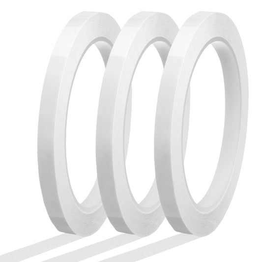 MECCANIXITY Whiteboard Tape 5/16" x 72 Yard Pinstripe Graphic Chart Line Grid Marking Tapes for Classroom Office Dry Erase Board Art, White, Pack of 3