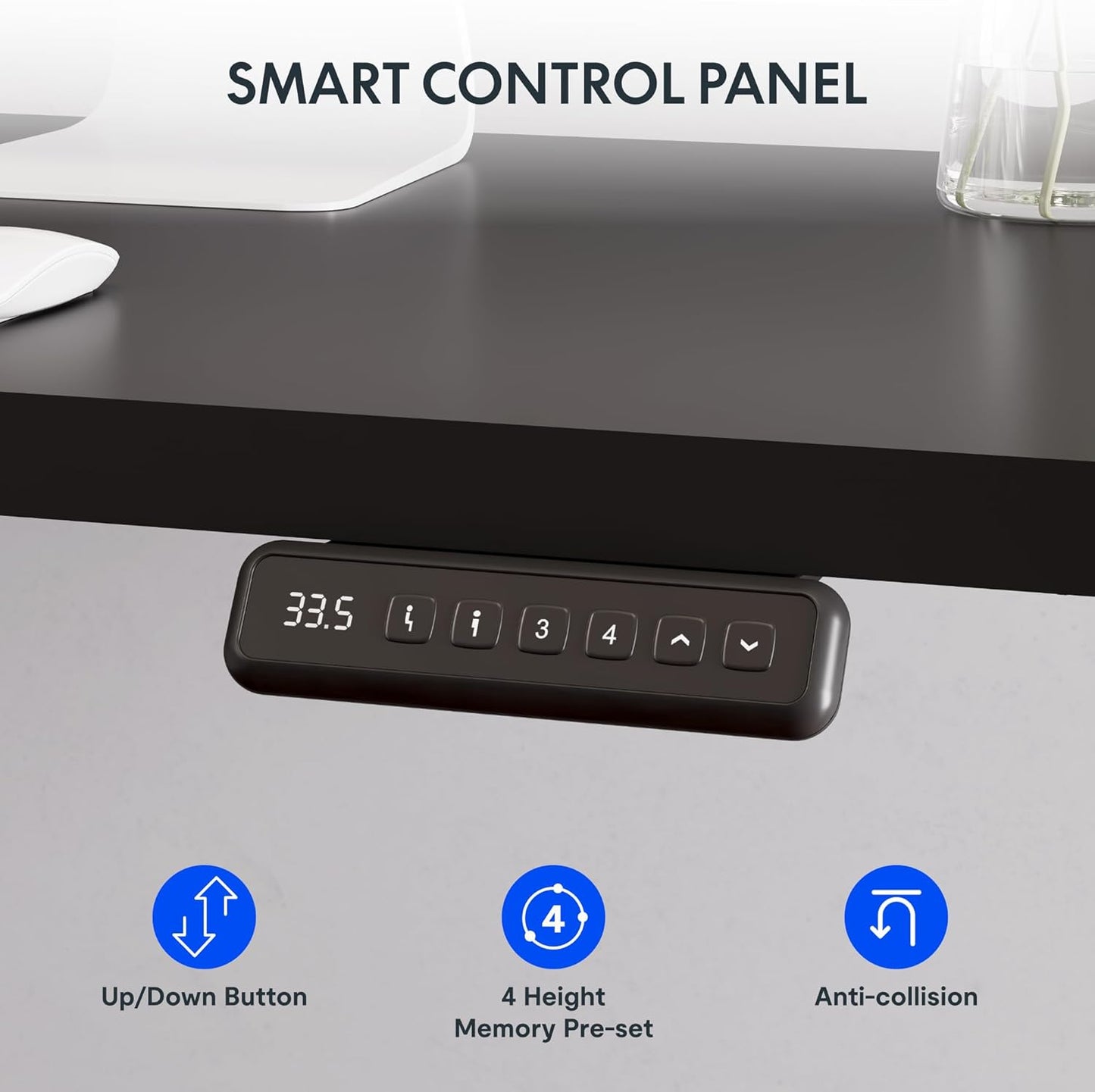 FLEXISPOT L Shaped Standing Desk, 63 x 47 Inch Electric Height Adjustable Corner Desk, Sit Stand Computer Workstation, Preset Controller, Home Office, Black Frame with Black Top, Black Drawer