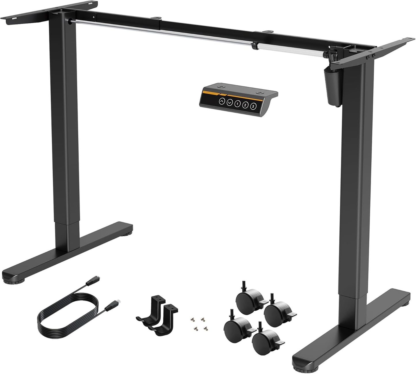 Claiks Standing Desk Frame, Electric Stand Up Desk Legs Frame Workstation Up to 63",T-Shaped Adjustable Standing Computer Desk for Home and Office, (Black Frame only)