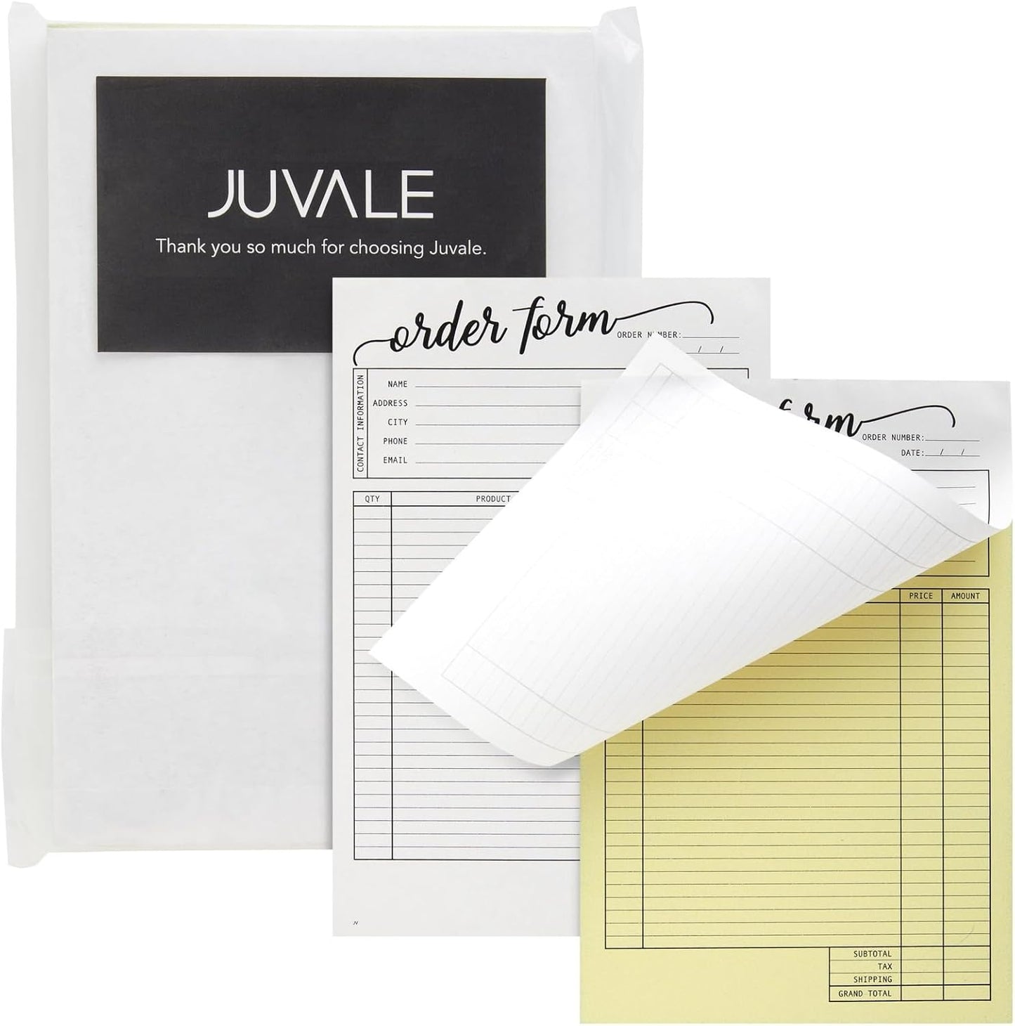 Juvale Receipt Book with Carbon Copies & Work Order Forms - 5.5 x 8.5 in, White, 2 Pads, 100 2-Part Carbonless Sheets - Invoice Receipt Book & Order Form Notepad