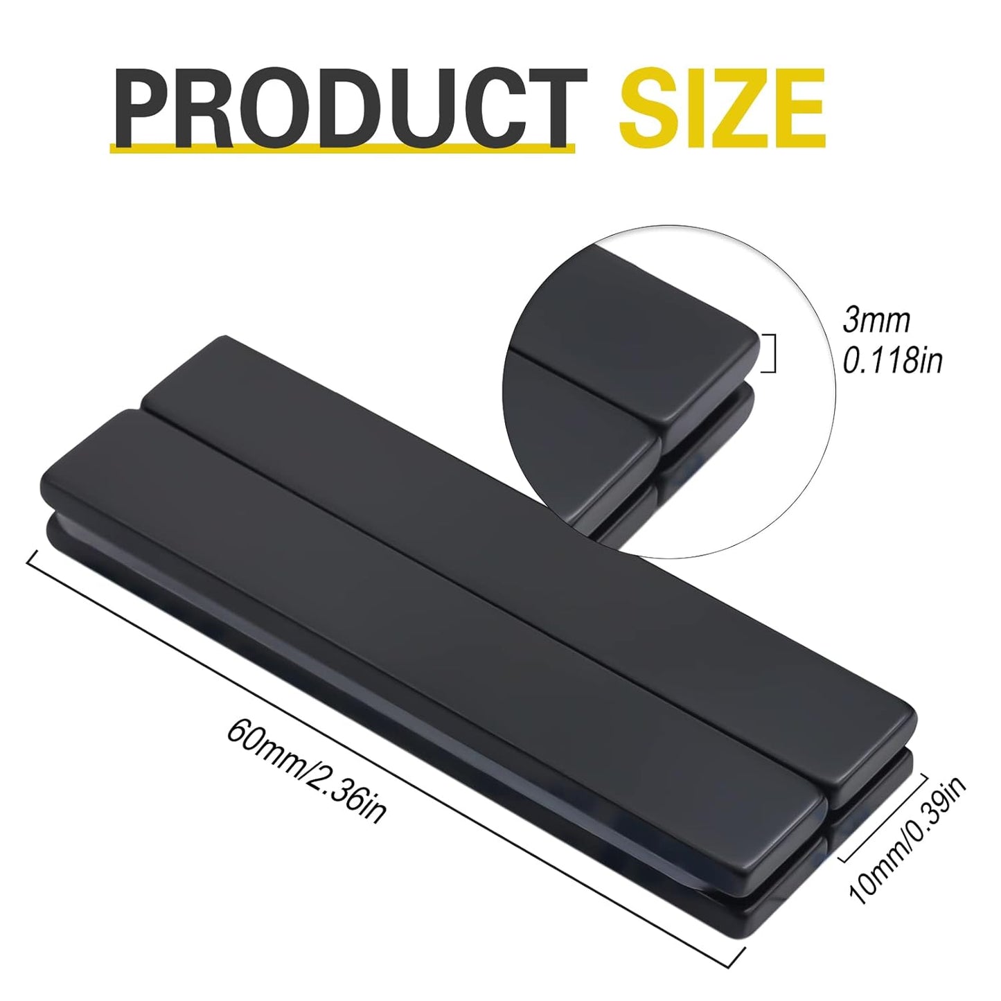LOVIMAG Waterproof Strong Neodymium Bar Magnets, Powerful Rare Earth Magnets with Epoxy Coating and Double-Sided Adhesive for Shower Door, Fridge, Scientific, Office etc,60x 10x 3 mm, Pack of 4
