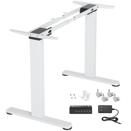 Claiks Dual Motor Standing Desk Frame, Electric Stand Up Desk Legs Frame Workstation Up to 63",T-Shaped Adjustable Standing Computer Desk for Home and Office, (White Frame only)