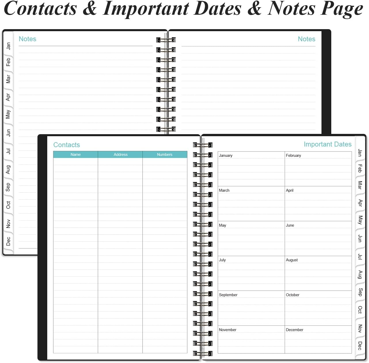 2026 Planner - Weekly and Monthly Calendar Planner from Jan 2026 - Dec 2026, Planner 2026 Spiral Bound with 12 Monthly Tabs, Inner Pocket, Perfect for School Office Supplies, 6.4" x 8.5", Black-C