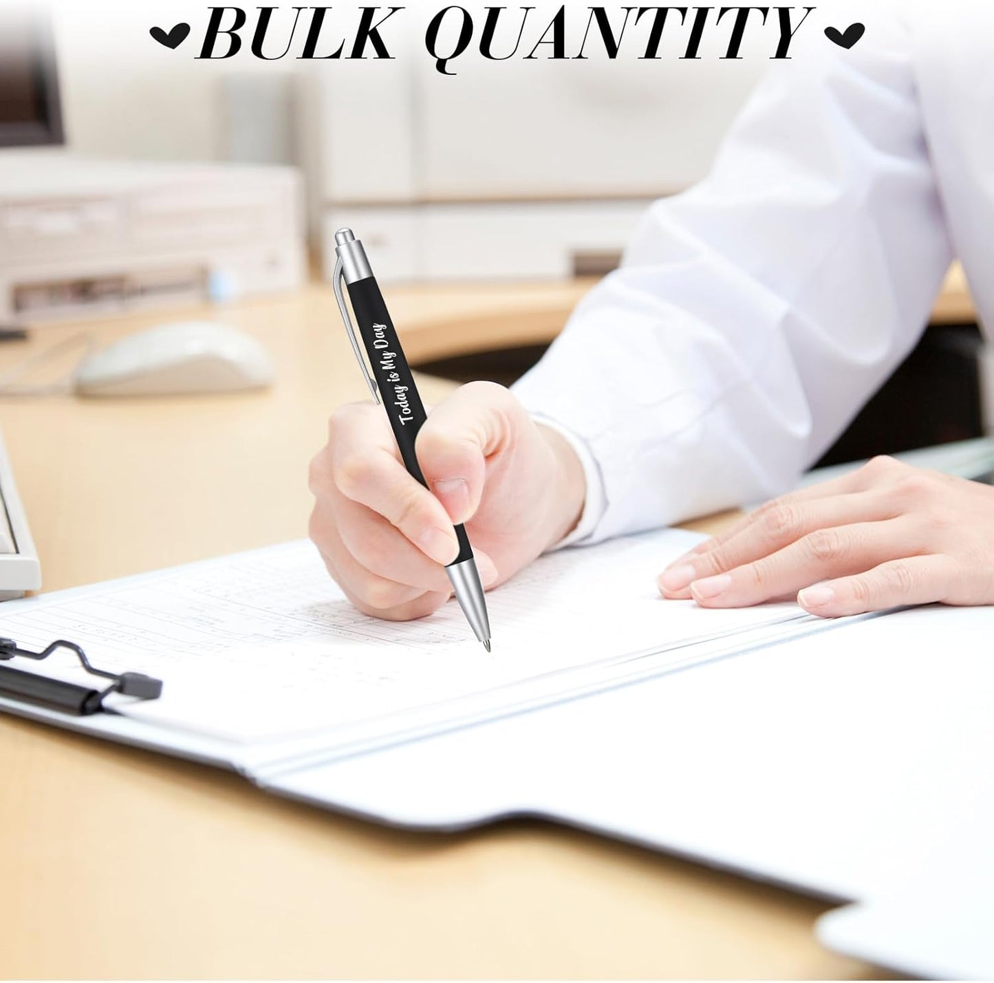 Yeaqee 100 Pcs Inspirational Pens Employee Appreciation Back to School Gifts Motivational Thank You Metal Greeting Quote Ballpoint Pen for Coworker Teacher(Black,Inspirational)