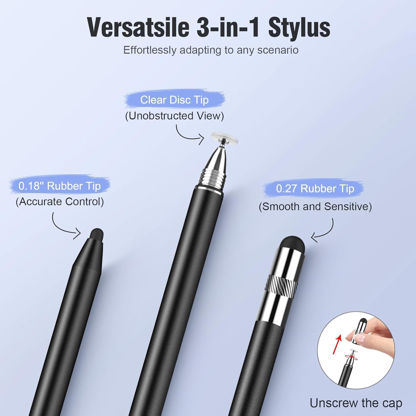MEKO 3 in 1 Stylus Pens for Touch Screens, High Sensitivity & Precision Capacitive Stylus Pencil for Apple iPad iPhone Tablets Samsung Galaxy All Universal Touchscreen Devices 4 Pack