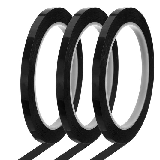 MECCANIXITY Whiteboard Tape 1/4" x 72 Yard Pinstripe Graphic Chart Line Grid Marking Tapes for Classroom Office Dry Erase Board Art, Black, Pack of 3