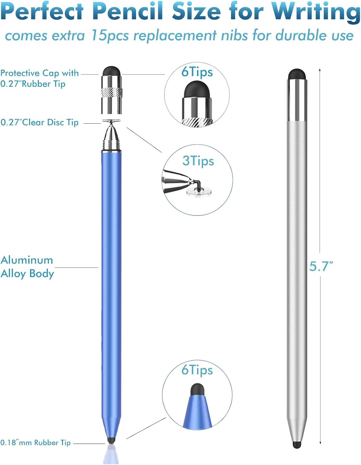 Stylus Pen for Touchscreen, 3-in-1 Rubber Disc Stylus, High Sensitivity and Precision, Universal Stylus Pen Compatible for Ipad,iPhone Android Kindle All Capacitive Tablets