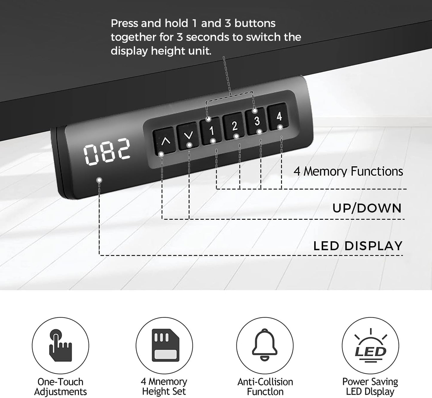 Electric Standing Desk 55 x 24 Inches Adjustable Height Ergonomic Sit Stand Up Desk Curved for Home Office Computer Workstation with 2 USB Ports 3 Power Outlets Memory Preset Wheels, Black