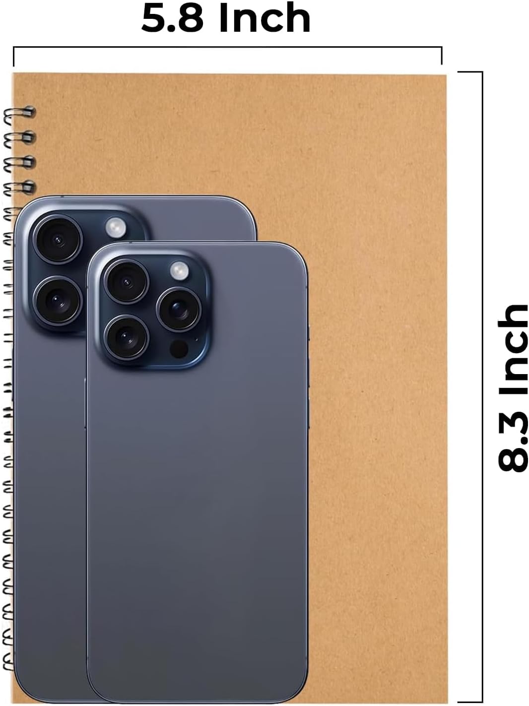 12 Pack Spiral Wide Ruled Journal Notebook, 5.8 x 8.3, 120 Pages (60 Sheets), 100 GSM, A5 Executive Kraft Hardcover Notebooks, Perfect for Work, Office, School, Travel, Business, Note Taking