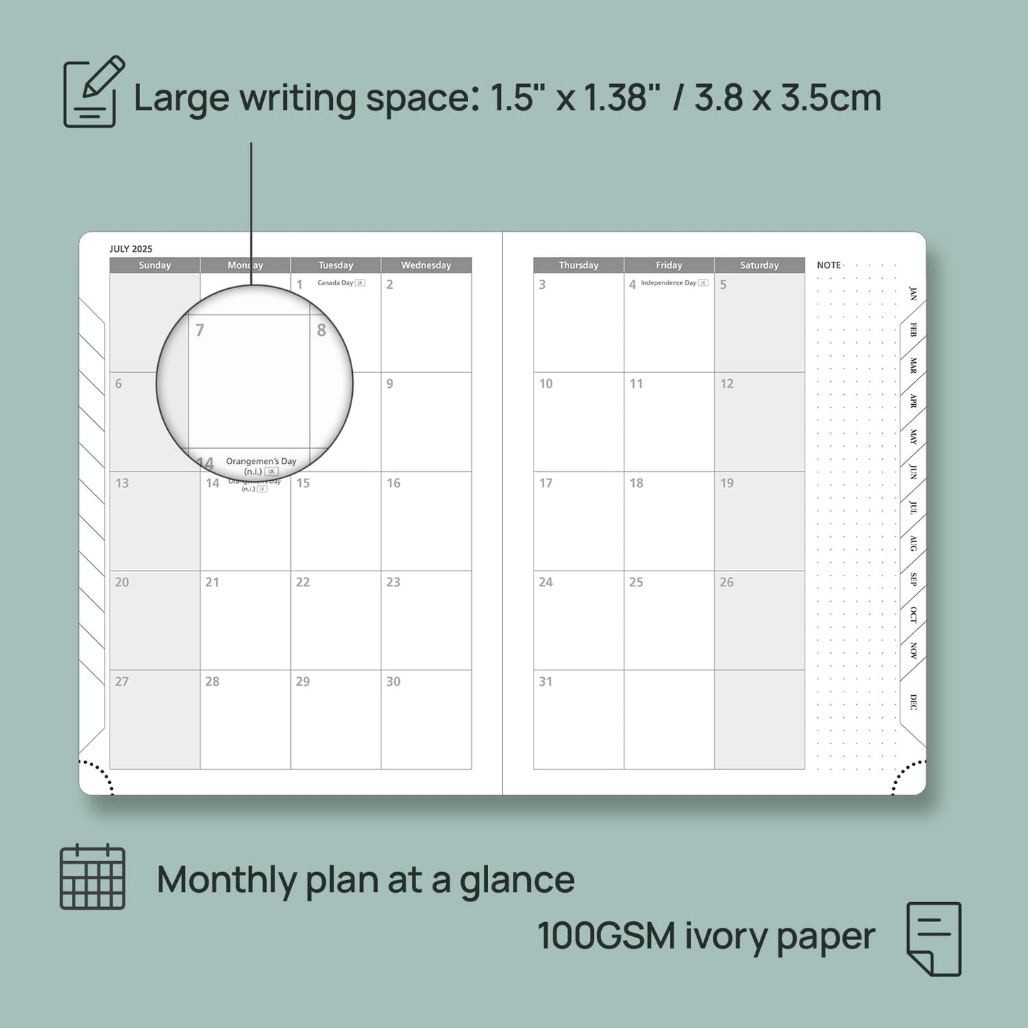 POPRUN Planner 2025-2026 (Medium - 6.5'' x 8.5'') Academic Weekly Calendar (July 2025 - June 2026) with Hourly Time Slots, Monthly Tabs, 100GSM Thick Papers, Leather Soft Cover - Black