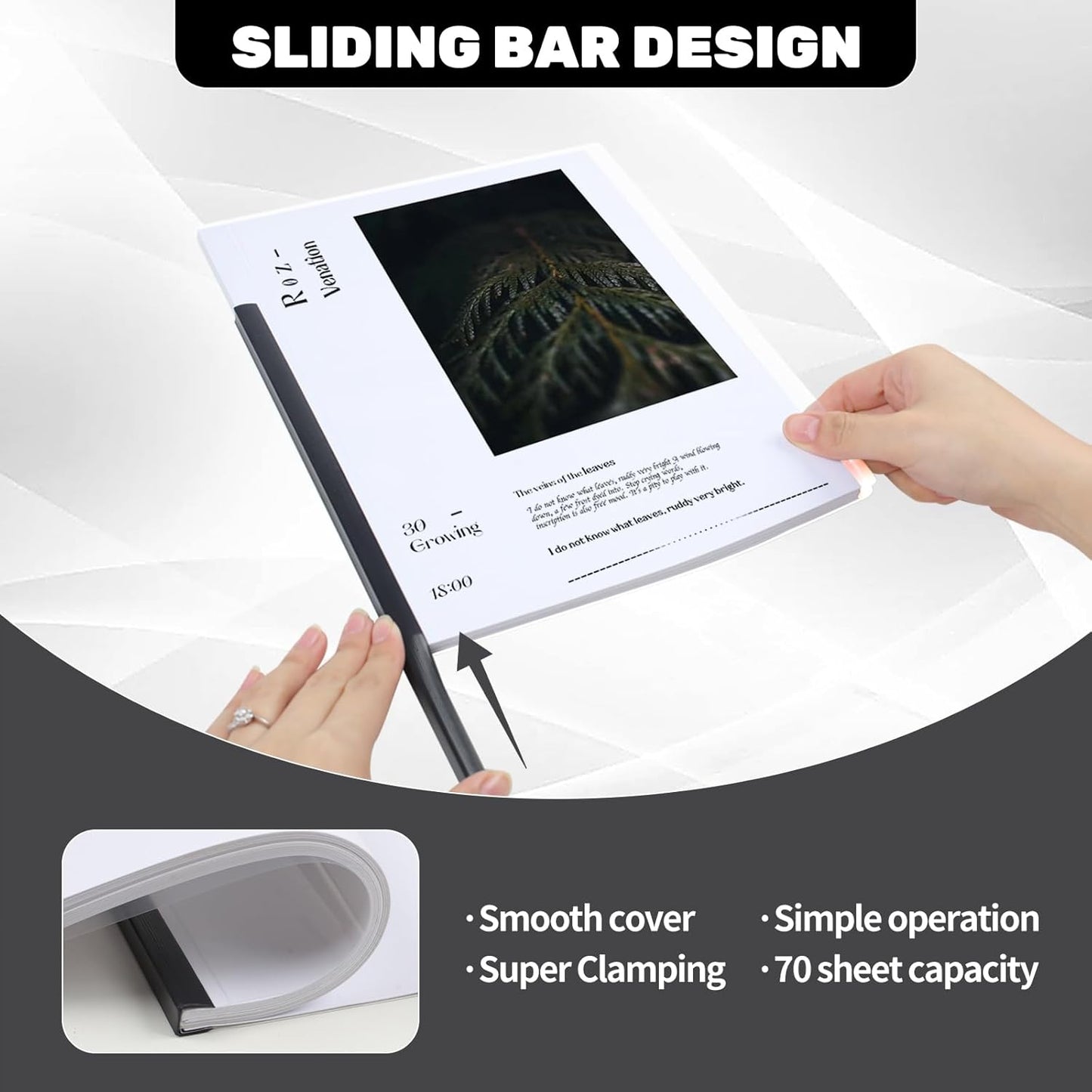 Utron 12 Pack Report Covers, 70 Sheet Capacity Presentation Folders, Clear Report Covers with Sliding Bar, Report Folder for A4 and Letter Size Paper