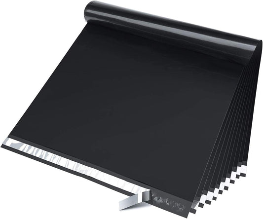 Fuxury Large Poly Mailers 24x24 50 Pack Plastic Shipping Bags Envelops Self Sealing Envelopes Enhanced Durability Multipurpose Envelopes Keep Items Safe Protected,Black