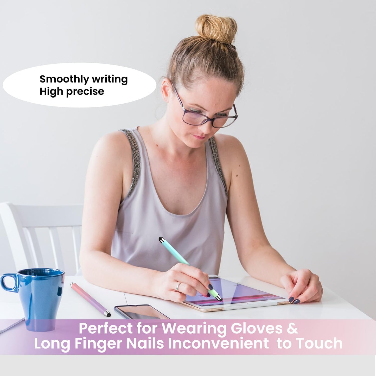 Stylus Pen for Touchscreen,10 Pack Gradient Colors,2 in 1 Stylus, High Sensitivity and Precision, Stylus Pen for ipad,iPhone, Android,Samsung,Galaxy Microsoft,Kindle All Capacitive Touch Screens