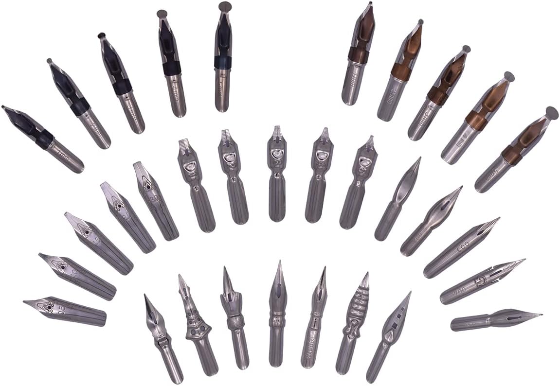 Gullor Resin Dip Pen Handcrafted Calligraphy Set with 33 Nibs for Art, Signatures, Drawing, Caligraphy Kits for Beginners (Blue)