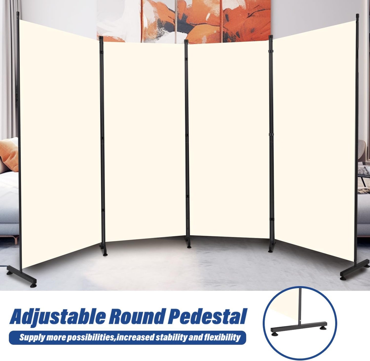 Room Divider 6ft Room Dividers and Folding Privacy Screens, 4 Panel Partition Room Divider Fabric Panel, Indoor Wall Divider for Room Separation Freestanding Space Separators for Bedroom Office Studio