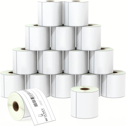 BETCKEY - 3" x 5" (76 mm x 127 mm) Multipurpose & Large Shipping Labels Compatible with Zebra & Rollo Label Printer,Premium Adhesive & Perforated [16 Rolls, 5600 Labels]