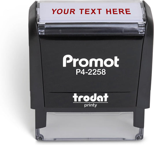 Promot Self Inking 1 Line Custom Stamp - Personalized Name Stamp for Office, Teacher, Address & Business Label Stamp - Choose Font, Ink Color, Pad, Self Inking for Personal & Professional Use - Large