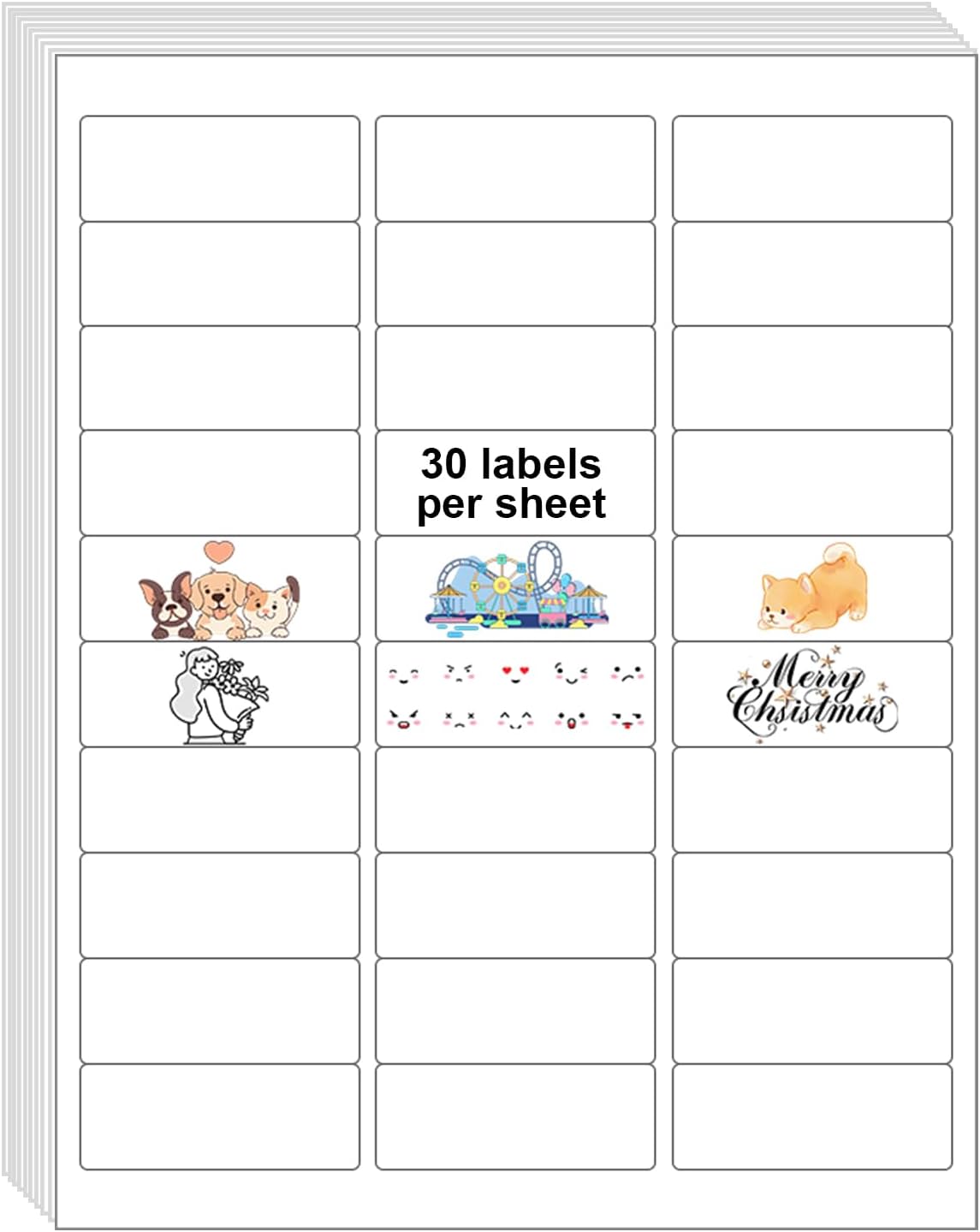 30 UP 6000 Stickers 200 Sheets 1" x 2-5/8" Shipping Return Address Labels for Laser Inkjet Printer, White Blank Mailing Labels