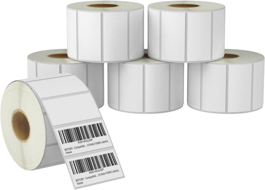 BETCKEY - 2" x 1" (51 mm x 25 mm) UPC Barcode & Address Labels Compatible with Zebra & Rollo Label Printer,Premium Adhesive & Perforated [6 Rolls, 7800 Labels]