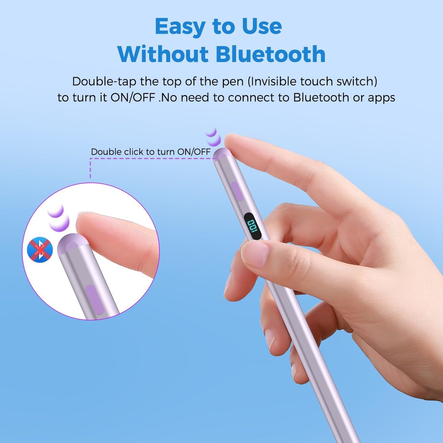 iPad Pencil with Magnetic&5 Extra Tips,USB-C Faster Charge,Stylus Pen Compatible with iPad 6-11th/A16,Air M3/M2/3-5th,Pro M4/11/12.9/13inch,Mini 5th-7th/A17Pro (Purple)