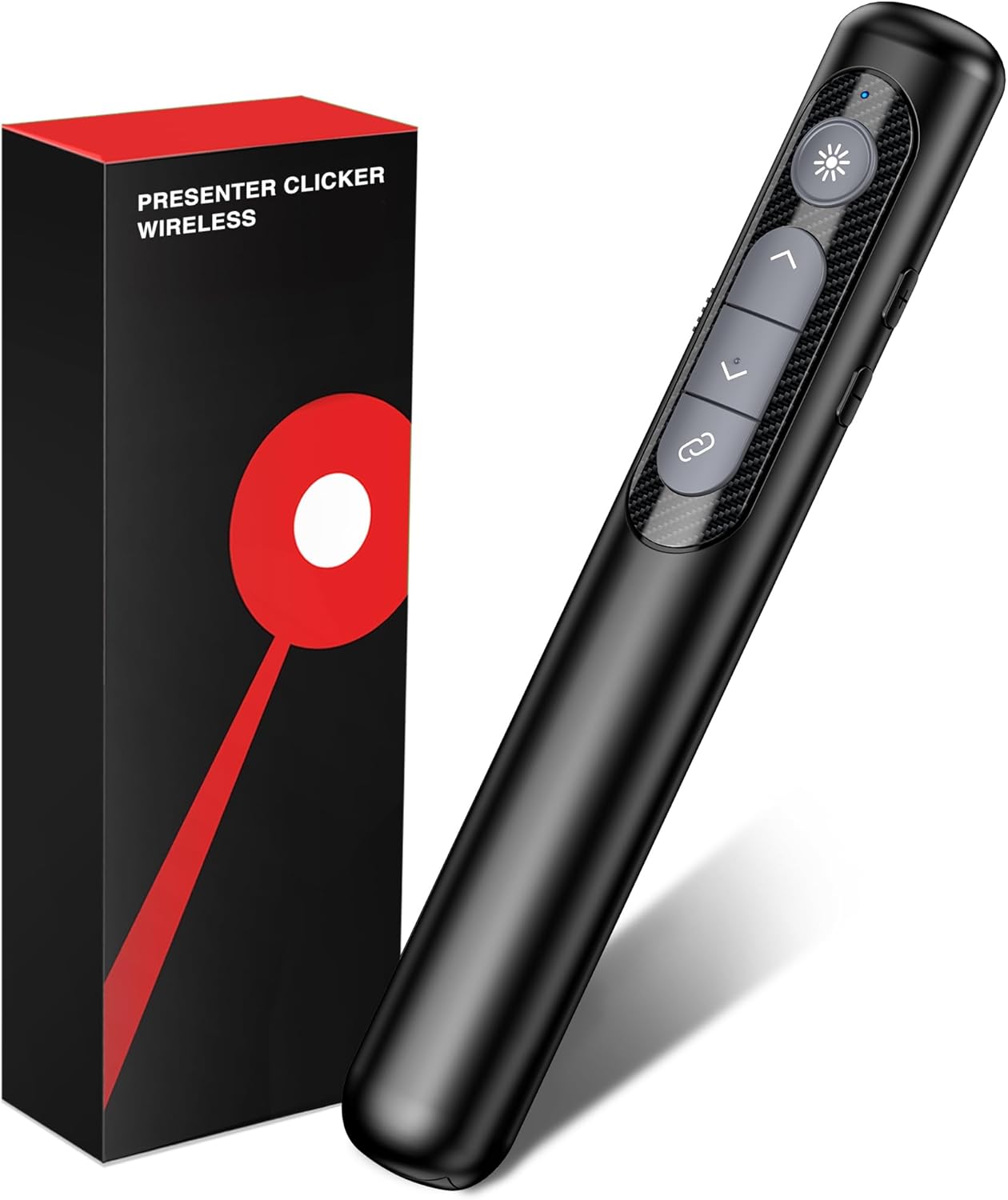 Wireless Presentation Clicker with Red Laser Pointer,Hyperlink Volume Control Powerpoint Clicker for Mac Computer Keynote Prezi Google, Presenter Remote PPT Clicker for Presentations