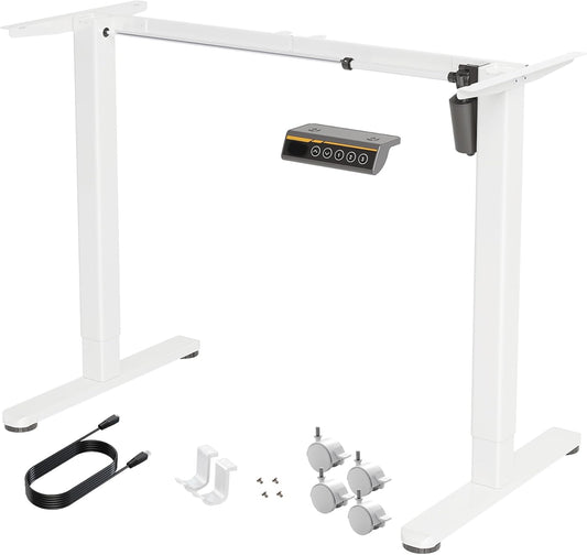 Claiks Standing Desk Frame, Electric Stand Up Desk Frame Workstation Up to 63",T-Shaped Adjustable Standing Computer Desk for Home and Office, (White Frame only)