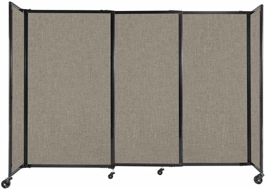 Versare Straightwall Sliding Portable Wall Partition | Freestanding Office Dividers | Locking Wheels | Temporary Room Separator | 7'2" Wide x 5' Tall Warm Pebble Fabric Panels