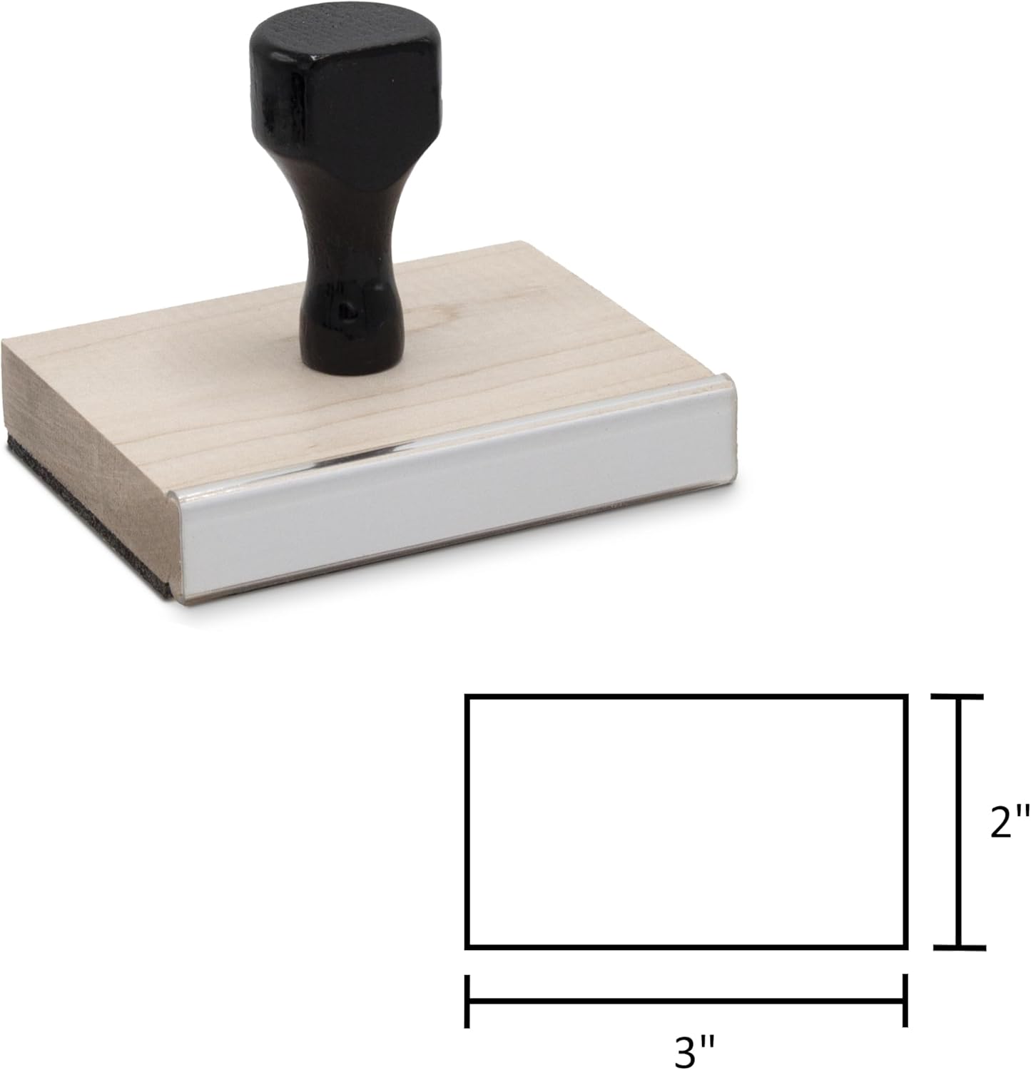 Infusion Custom Text Traditional Wood Stamp with Plastic Handle, 2" x 3"