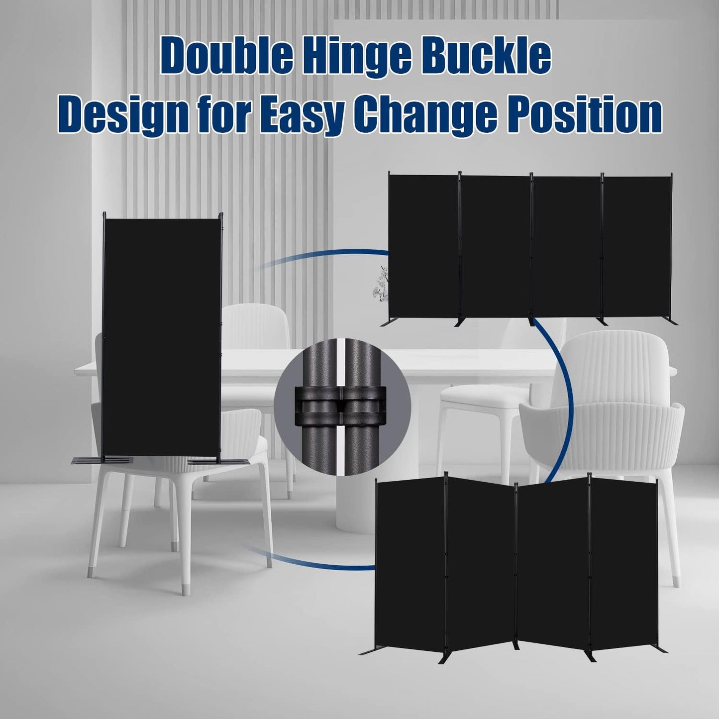 Room Divider 6FT Portable Room Dividers and Folding Privacy Screens, 136'' W Fabric Divider for Room Separation, 4 Panel Partition Room Dividers Freestanding Wall Divider Screen for Dorm Studio Office