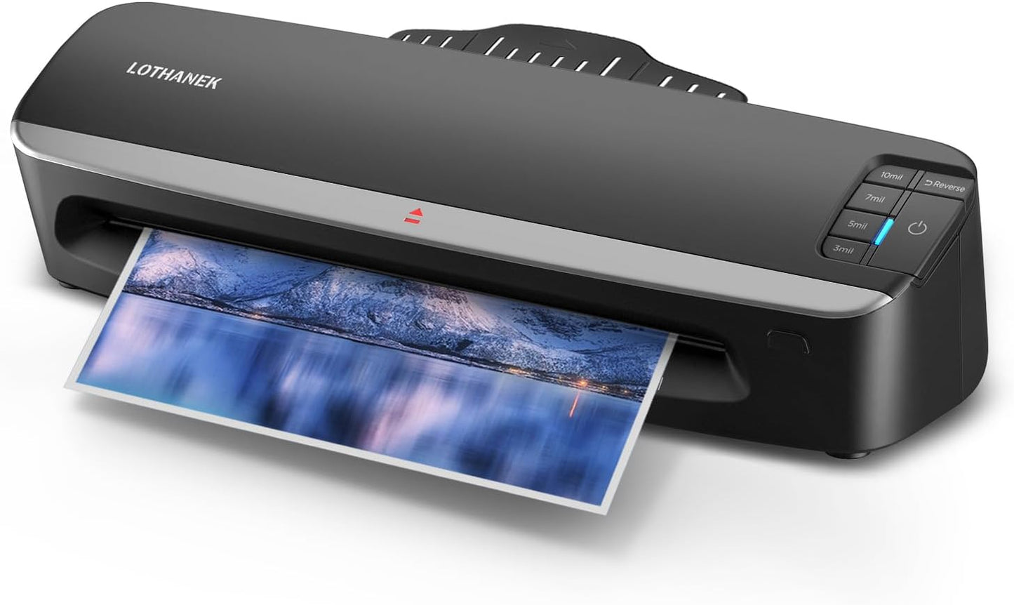 13 inch 4-Roller Laminator Machine, 3-10 Mil 60-Second Warm-up A3 Commercial Laminating Machine with 50 Sheets, LOTHANEK Heavy Duty Thermal Machine for Home, School Office Teacher Use