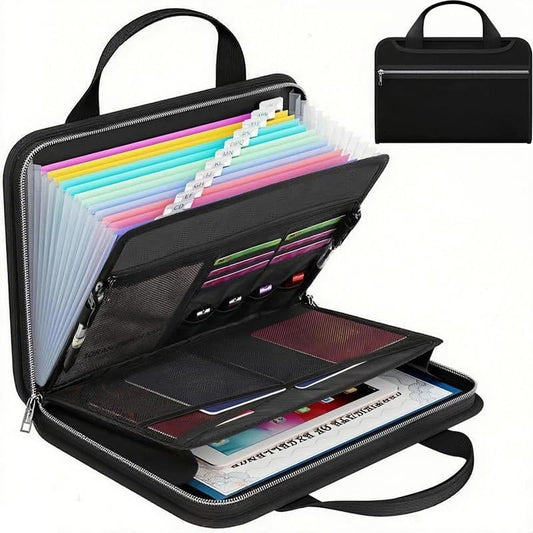 Large Capacity A4 Fireproof File Folder with Handle, Waterproof & Dustproof Accordion Document Organizer with Multiple Pockets for Home, Office & Travel (1 Set)