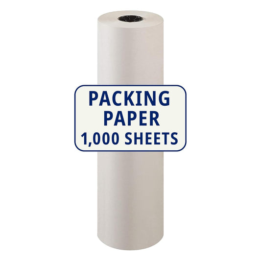 BOX USA Packing Paper Roll 1440'L x 30"W - 1,000 Sheets 17” Long Equivalent - Large White Newsprint for Shipping, Packaging, Storage and Moving Supplies