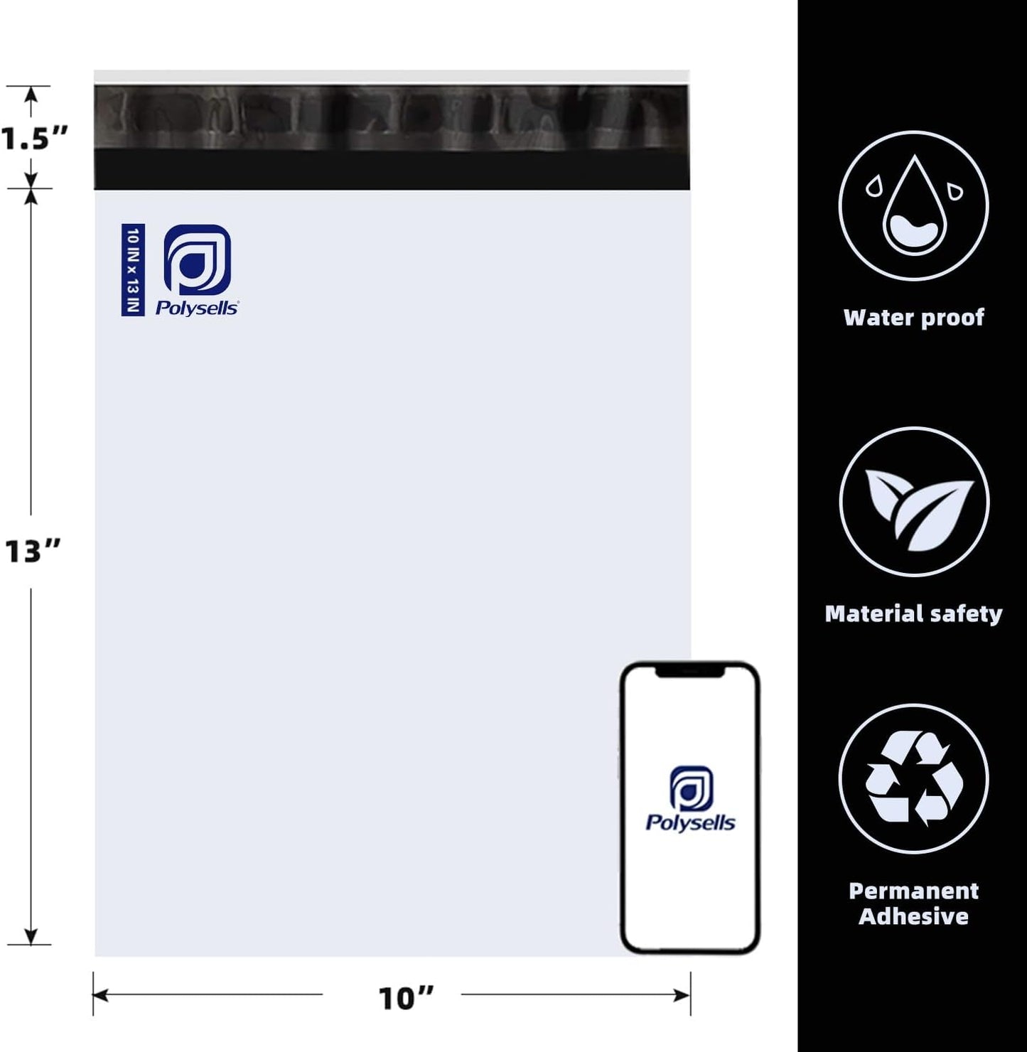 POLYSELLS 3000 pcs 10x13 Inches White Poly Mailers Shipping Envelopes, Strong Adhesive Sealing, Waterproof, and Tear-resistant Postal Mailing Bags for Clothing, Books, and Accessories