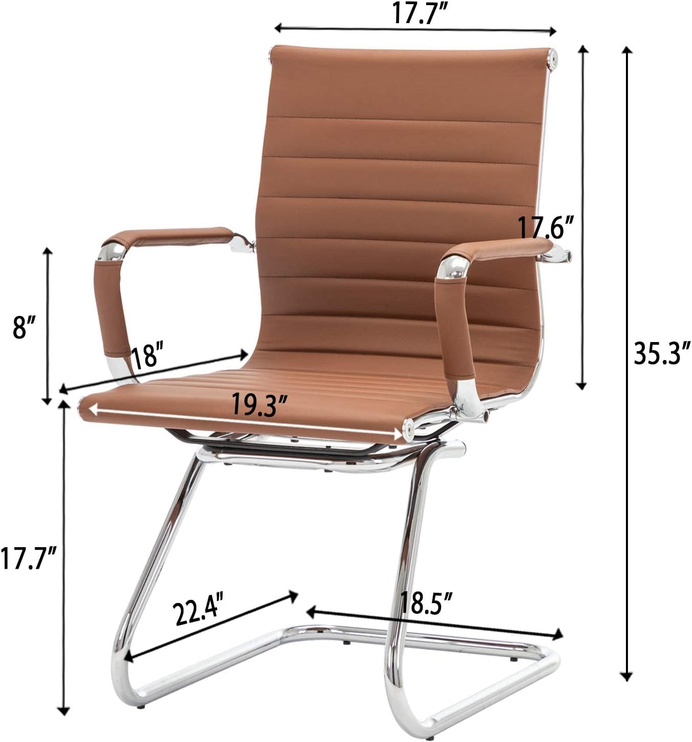 Office Desk Chair Set of 6,No Wheels PU Leather Computer Chairs Mid Back Guest Chairs with Seld Base for School/Reception/Conference/Waiting Room,Cafe