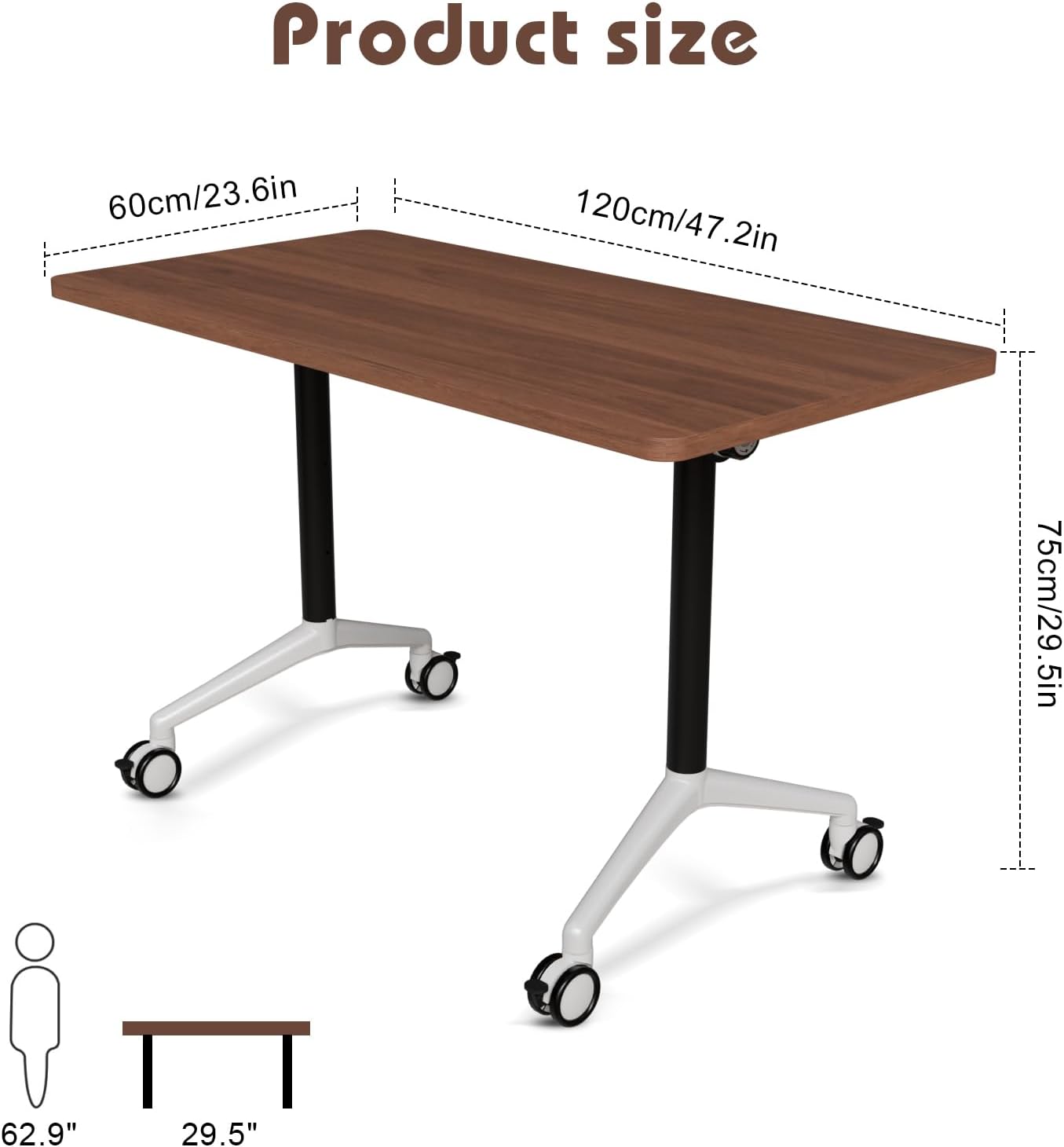 Conference Room Table with Flip-Top Design for Dynamic Meetings, Business Table Computer Desk with Heavy-Duty Frame,Foldable Seminar Meeting Tables for Home Office (4, A, 47.2IN)