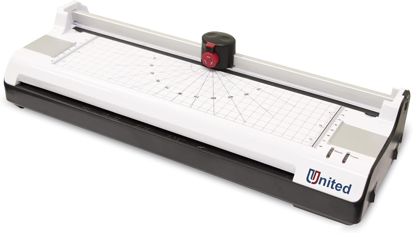 United Office Products LT13 6-in-1 Thermal & Cold Laminator with Paper Trimmer and Corner Rounder, 13” Width, Laminating Machine for Home, Office and Schools
