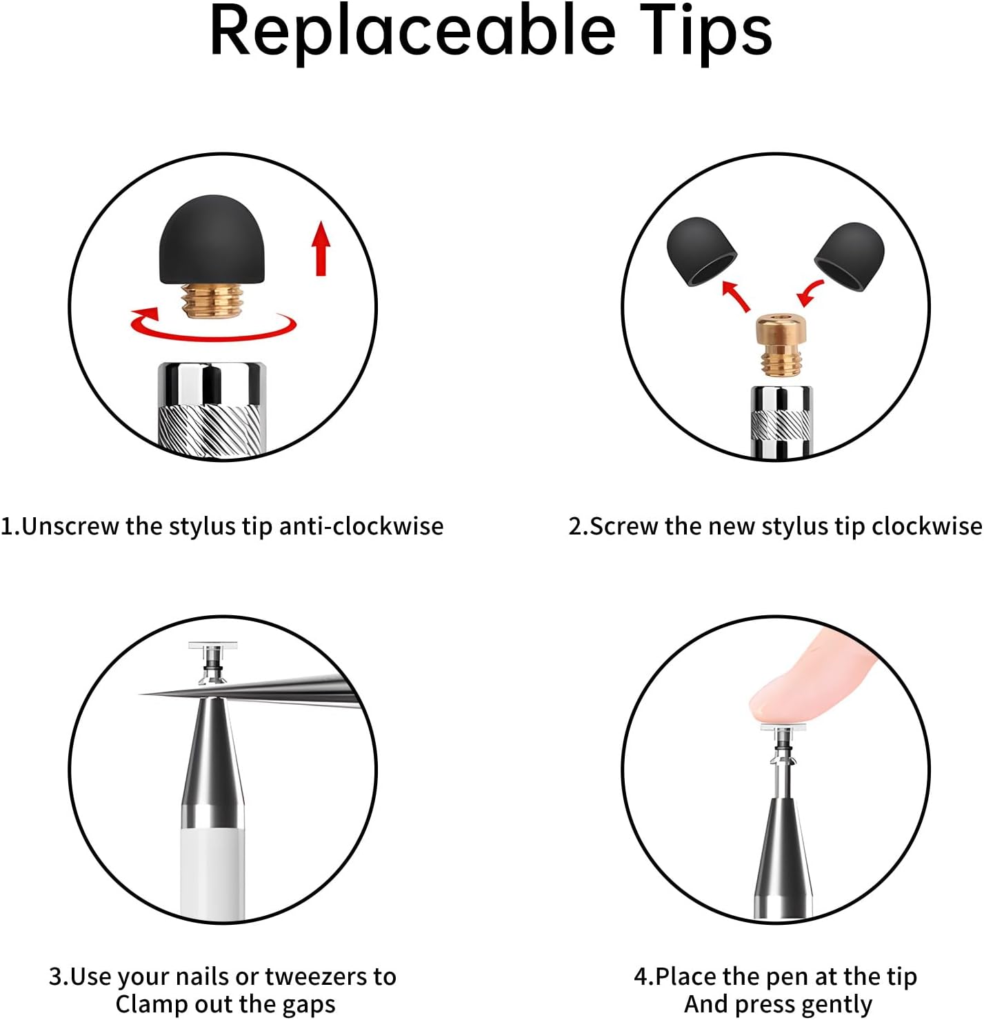 Stylus (10 Pcs),2-in-1 Stylus Pen for Touch Screen,High Precision and Sensitivity,Suitable for iPhone/ipad/Android Tablets,Compatible with Touch Screens (Silver/Blue/Rose Gold/White/Black)