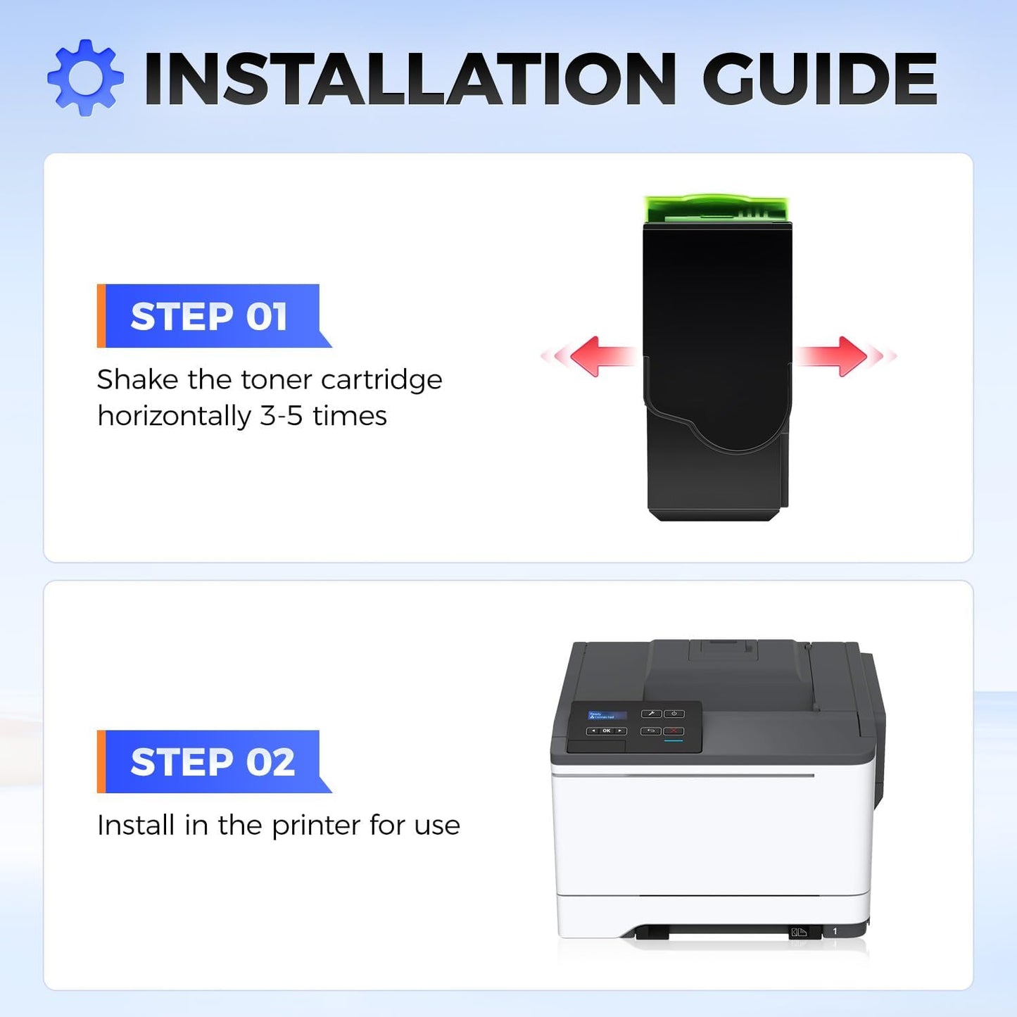 C231HK0 C231HC0 C231HM0 C231HY0 Toner Cartridge Set 4-Pack High Yield Replacement Compatible for Lexmark Color C2325dw C2425dw C2535dw MC2325adw MC2425adw MC2535adwe MC2640adwe Laser Printer Ink Black