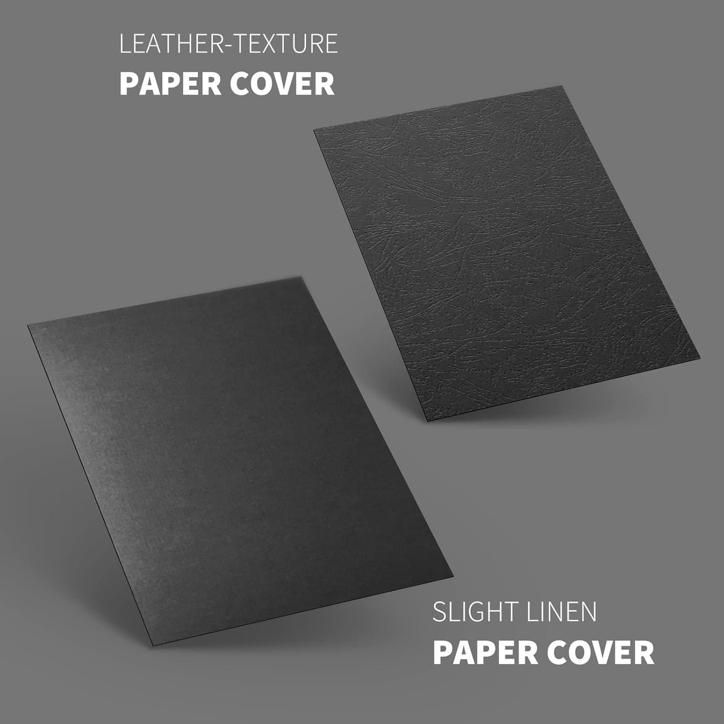 Binditek 50 Pack 13 Mil Slight Linen-Texture Paper Binding Presentation Covers, 90lb, 8-1/2 x 11", for Business Documents, School Projects, Un-Punched, Black