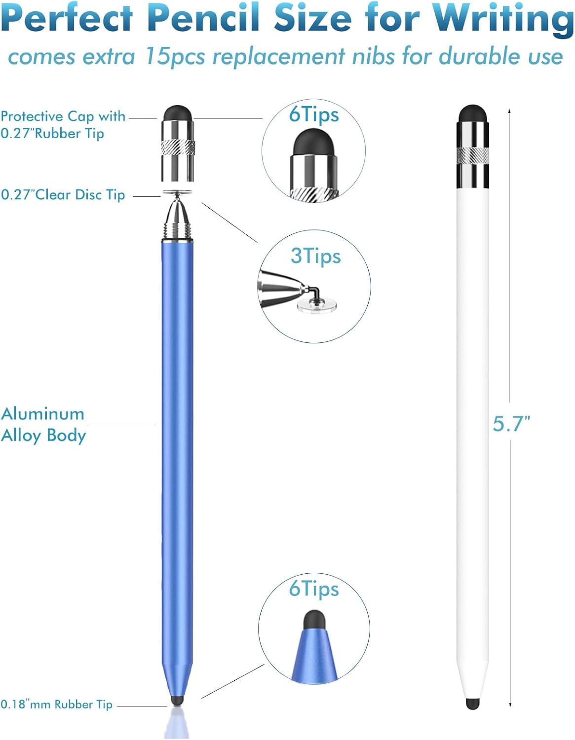 Stylus Pen for Touchscreen, 3-in-1 Rubber Disc Stylus, High Sensitivity and Precision, Universal Stylus Pen Compatible for Ipad,iPhone Android Kindle All Capacitive Tablets